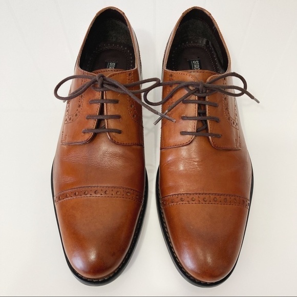 Stacy Adams Prescott Tan Cap Toe Oxford Lace Up Dress Shoe Size 8M - Picture 5 of 16
